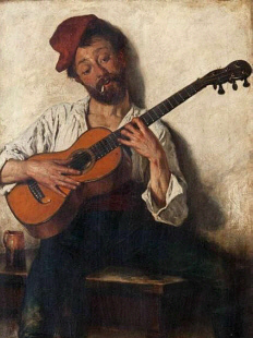 19世紀ギターの絵 Michael Classic音楽 Lute 宇宙