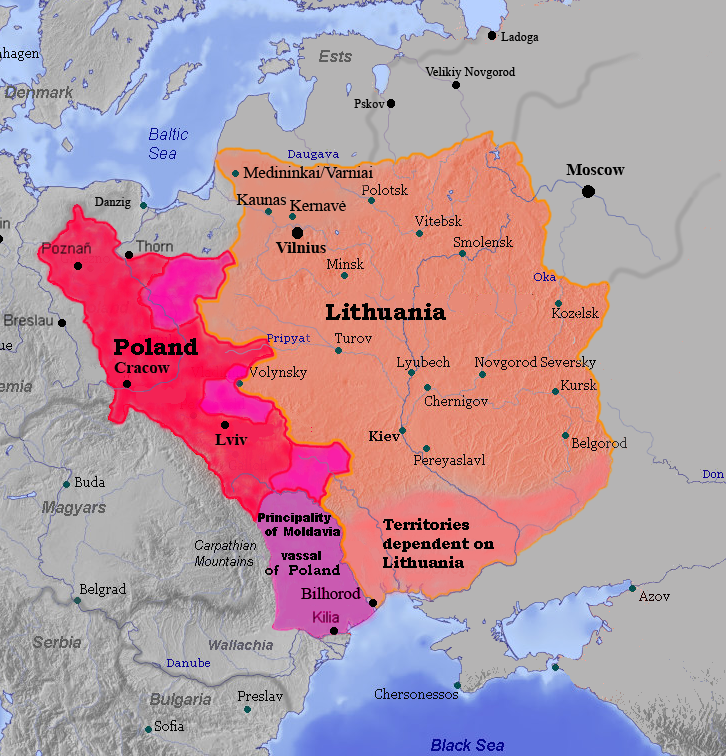 1387年頃のリトアニア大公国の領土
